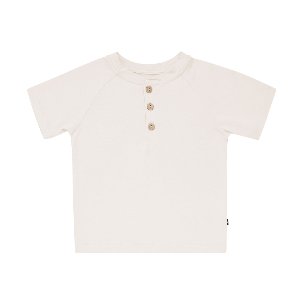 Short Sleeve Toddler Henley Tee in Oat