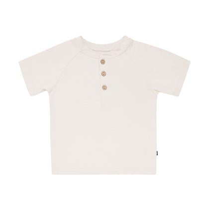 Short Sleeve Toddler Henley Tee in Oat