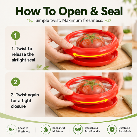 Reusable Fruit and Vegetable Storage Containers, 4-Piece Set | Designed Specifically for Sealing, Refrigeration, and Freshness Preservation