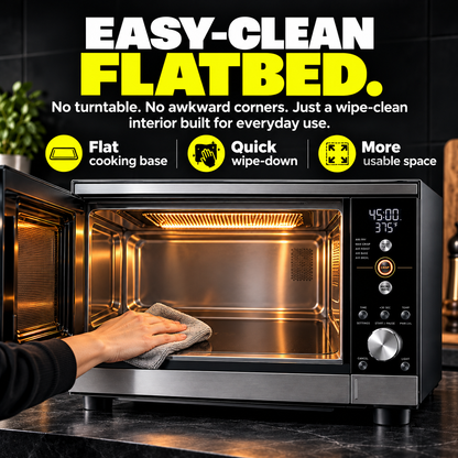 Microwave Air Fryer Combo | 1000W Flatbed Countertop Convection Oven with 5.5 QT Glass Dish